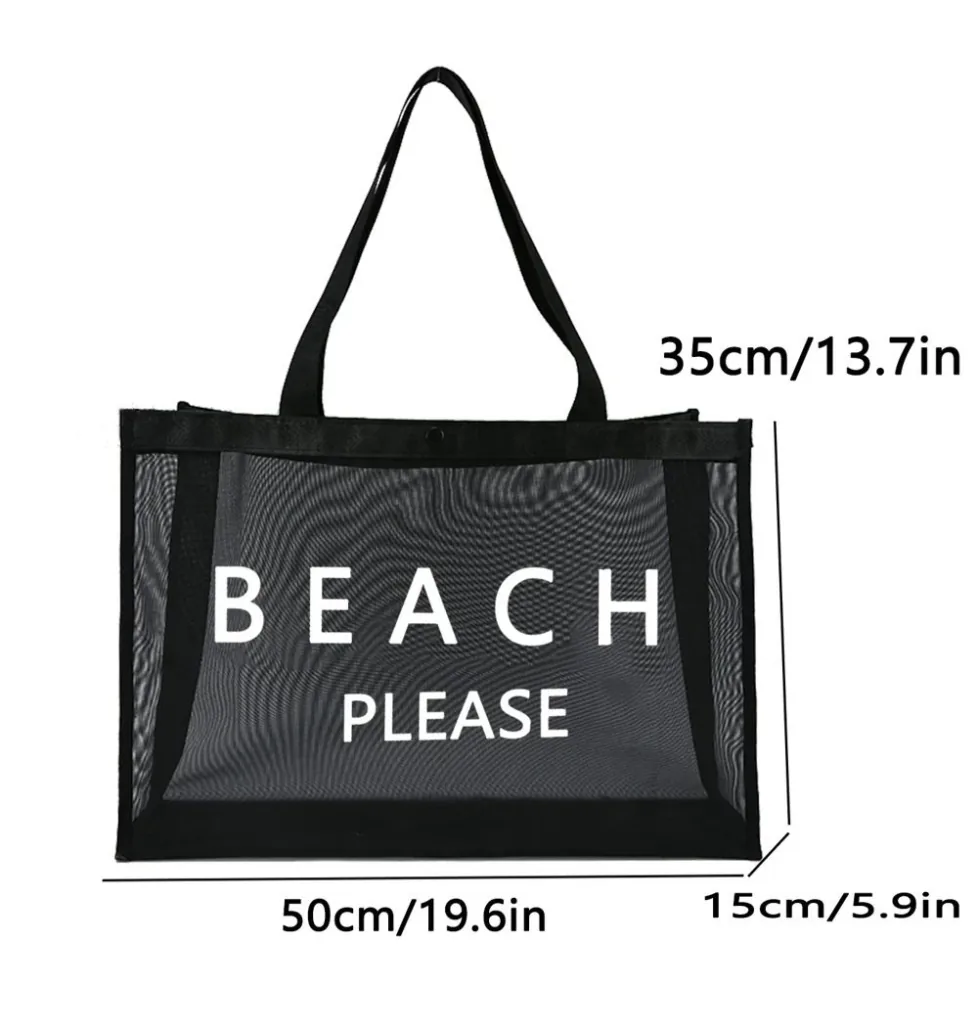 custom tote bag SKU Tote Mesh Beach Bag manufactured at Benshine's Xiamen factory
